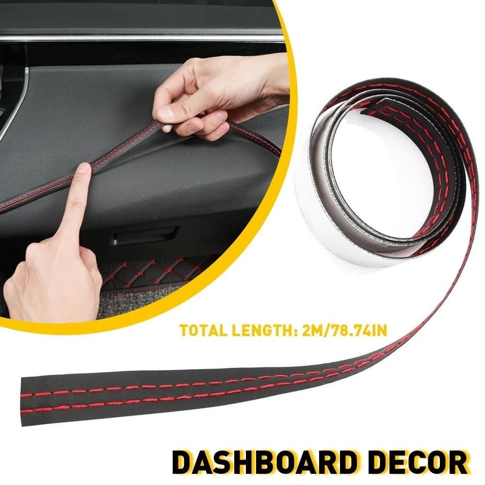 Premium Universal PU Leather Dashboard Trim Strip Car Interior Trim Accessory For Custom Styling 2