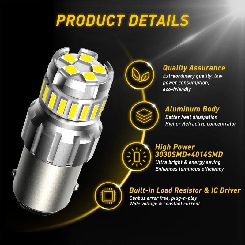 LED Turn Signal Bulbs Anti Hyper Flash Super Bright White For Car Lighting 7