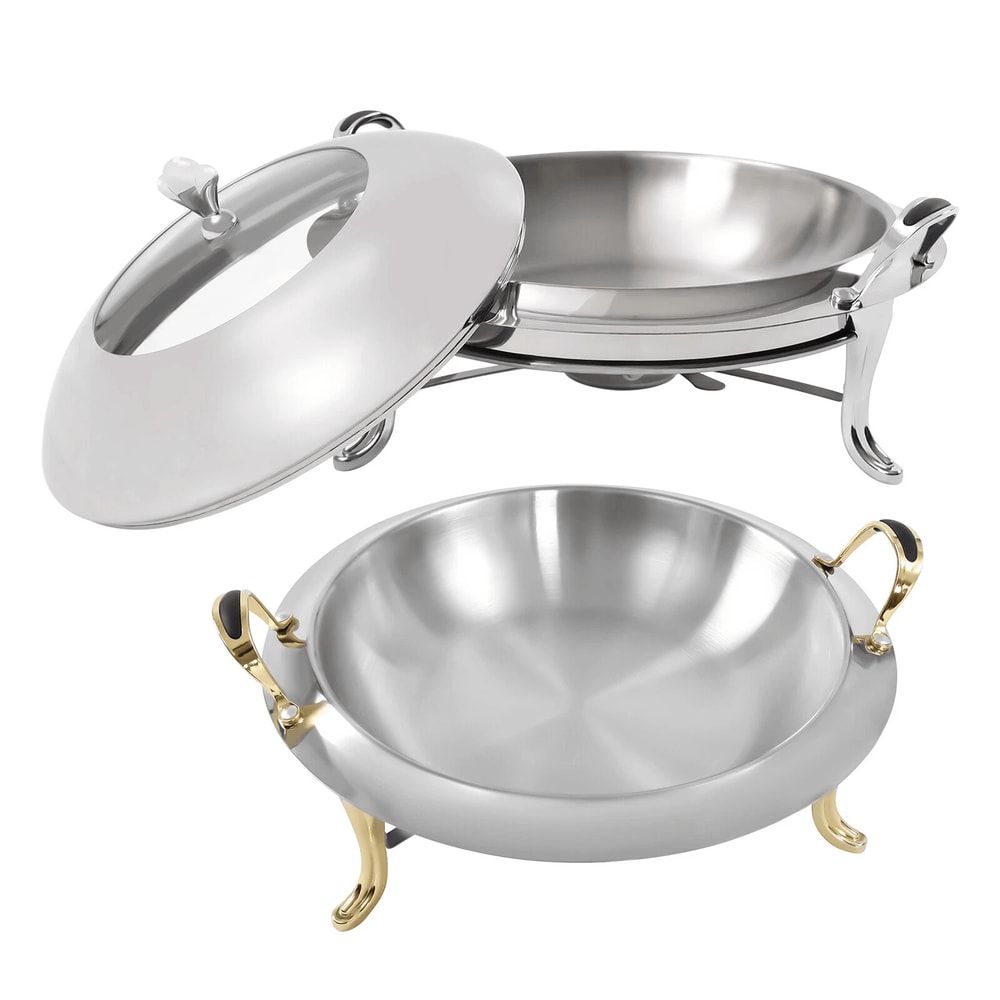 Premium Round Stainless Steel Buffet Chafing Dish Food Warmer Server Set 17
