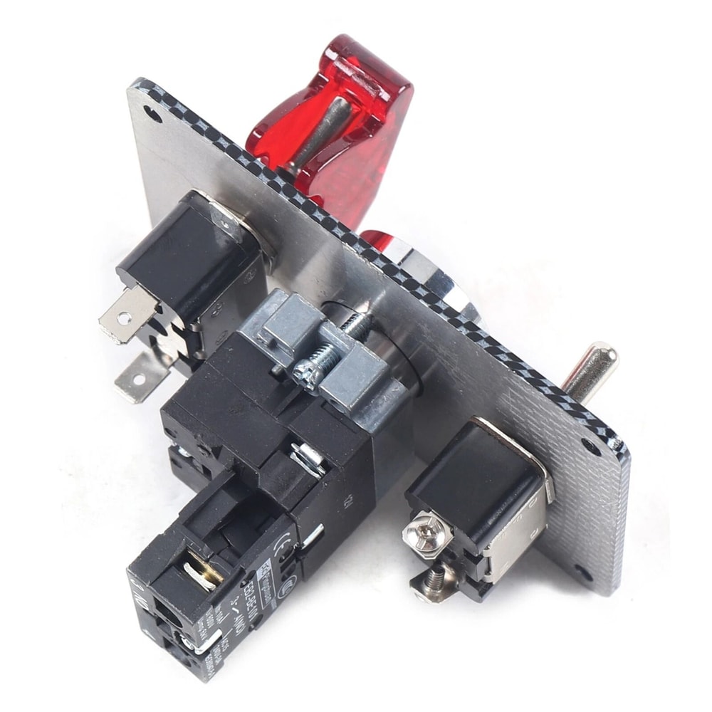 Premium Universal Car Ignition Switch Panel With LED Push Button Start And Racing Toggle Carbon Fin 8