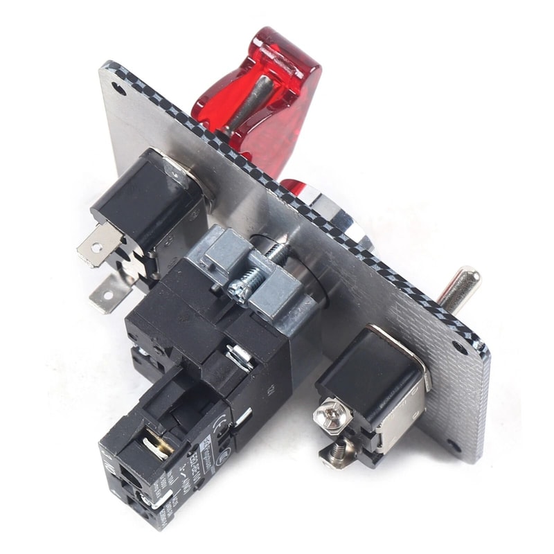 Premium Universal Car Ignition Switch Panel With LED Push Button Start And Racing Toggle Carbon Fin 8