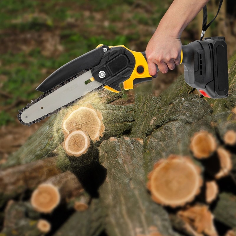 Cordless Handheld Electric Mini Chainsaw With Dual Batteries Portable Yard Trimmer 17