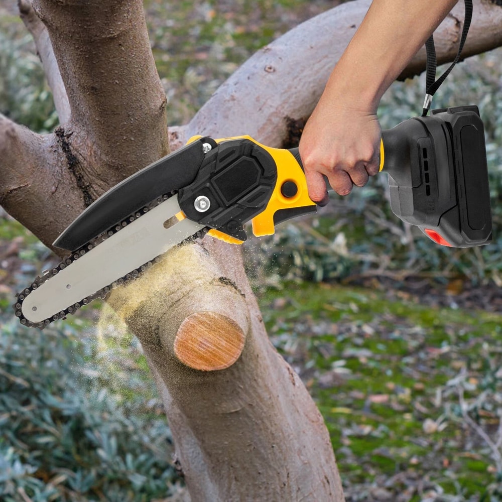 Cordless Handheld Electric Mini Chainsaw With Dual Batteries Portable Yard Trimmer 19