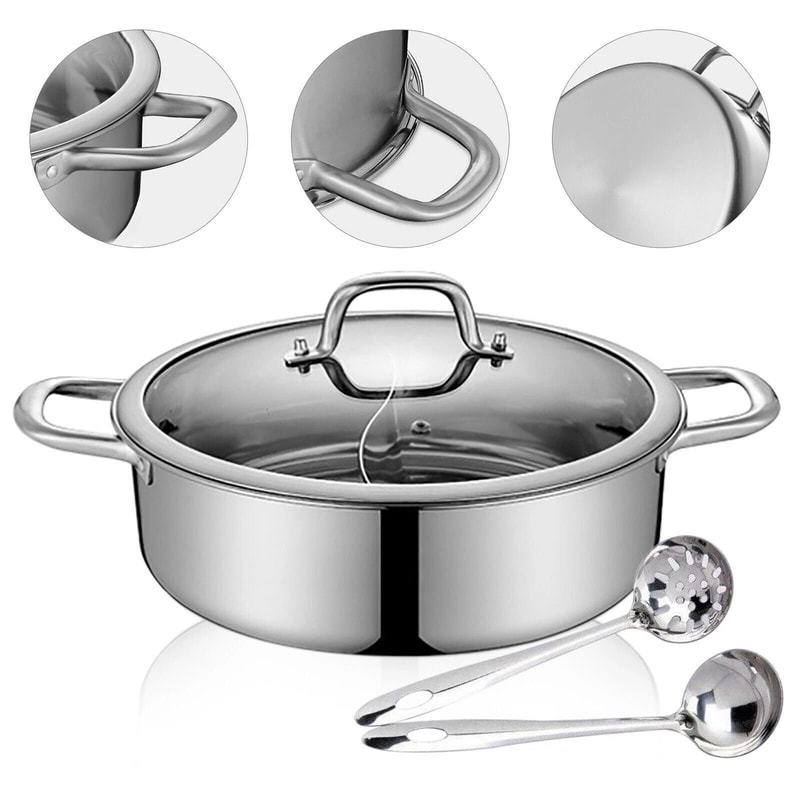 Premium Stainless Steel Dual Sided Hot Pot Cookware For Shabu Shabu Flavorful Broths 8