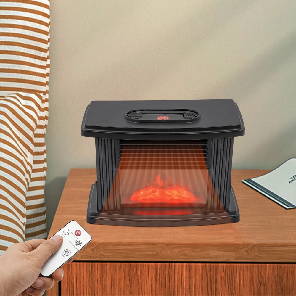 Compact Portable Electric Fireplace Heater With Realistic Flame 12