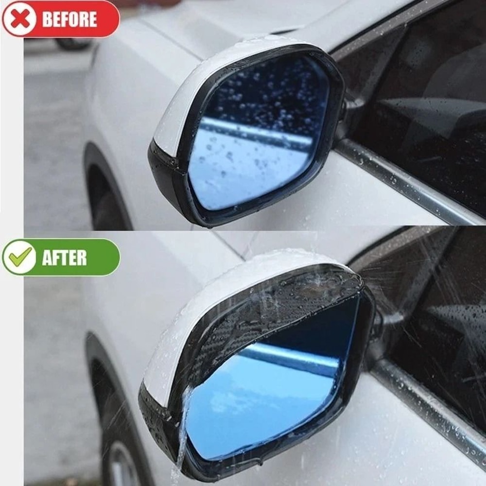 Premium Universal Carbon Fiber Mirror Rain Visor Car Rearview Rain Shield For Clear Vision 2
