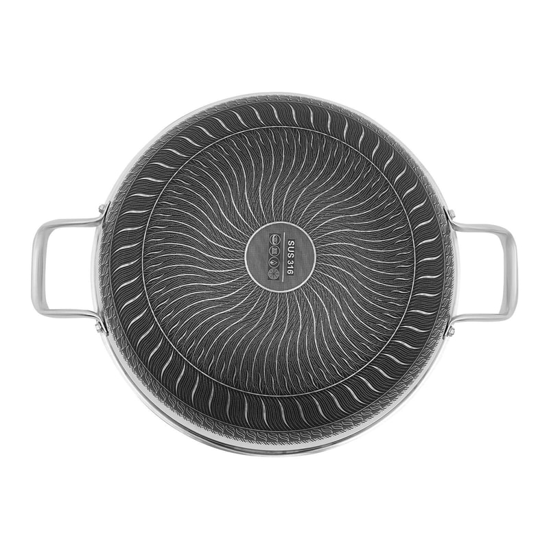 Premium Stainless Cookware Skillet With Lid Versatile Skillet Stainless Steel Paella Pan 16