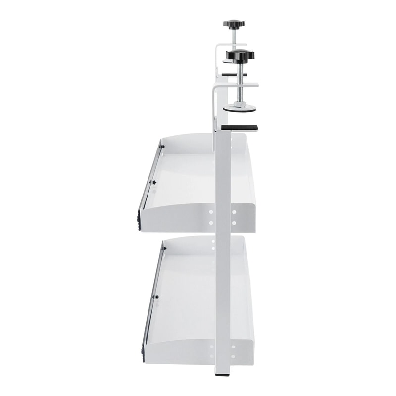 Adjustable Clamp On Desk Shelf Desk Organizer Shelf Space Saving Tier White Storage 10