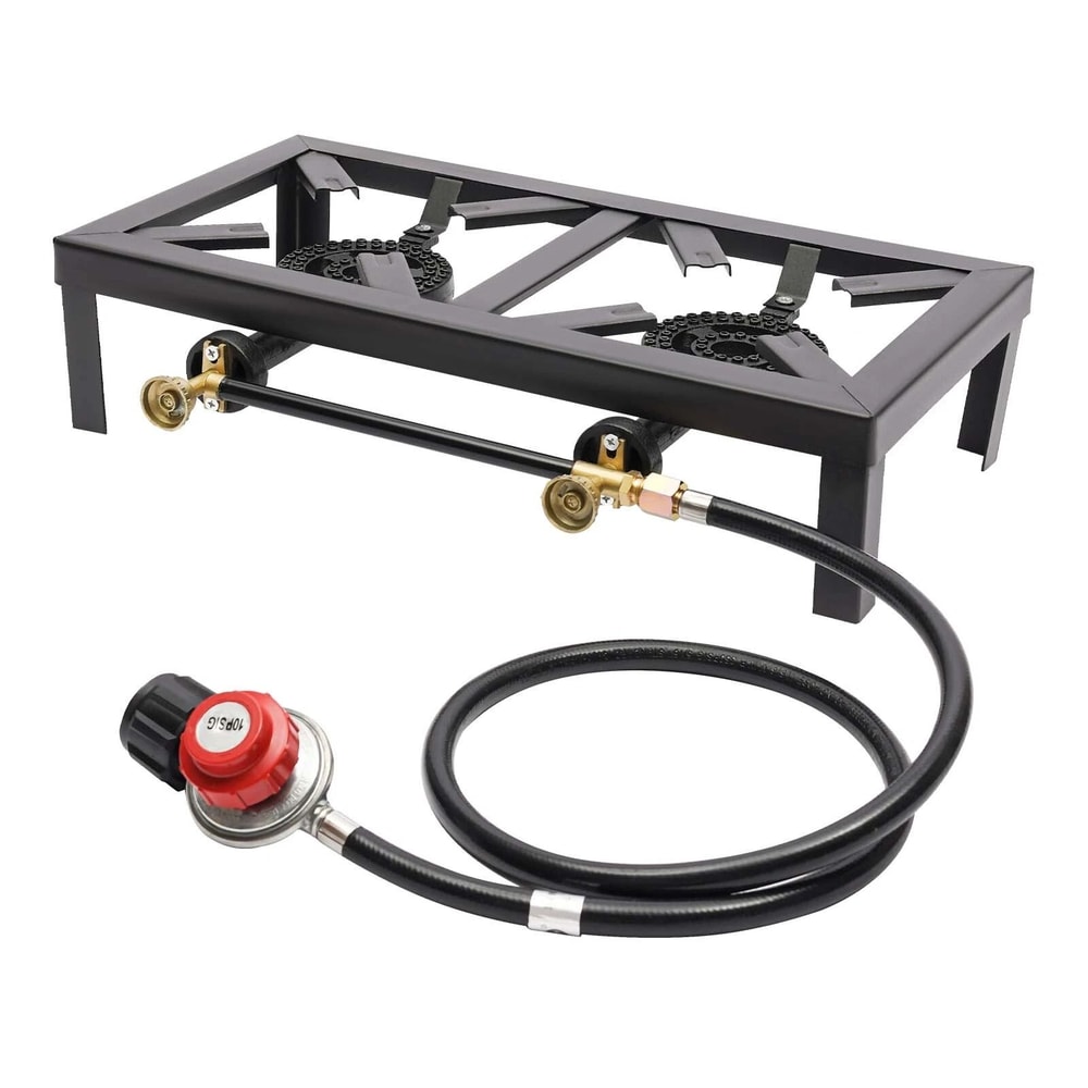 Portable Double Burner Propane Stove For Camping Outdoor Cooking 0