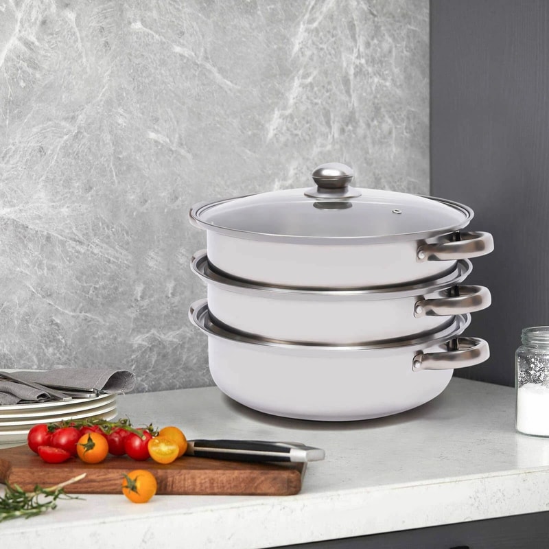 Premium Stainless Steel Steamer Pot For Healthy Cooking With Glass Lid Multi Level Steam Cooker 2