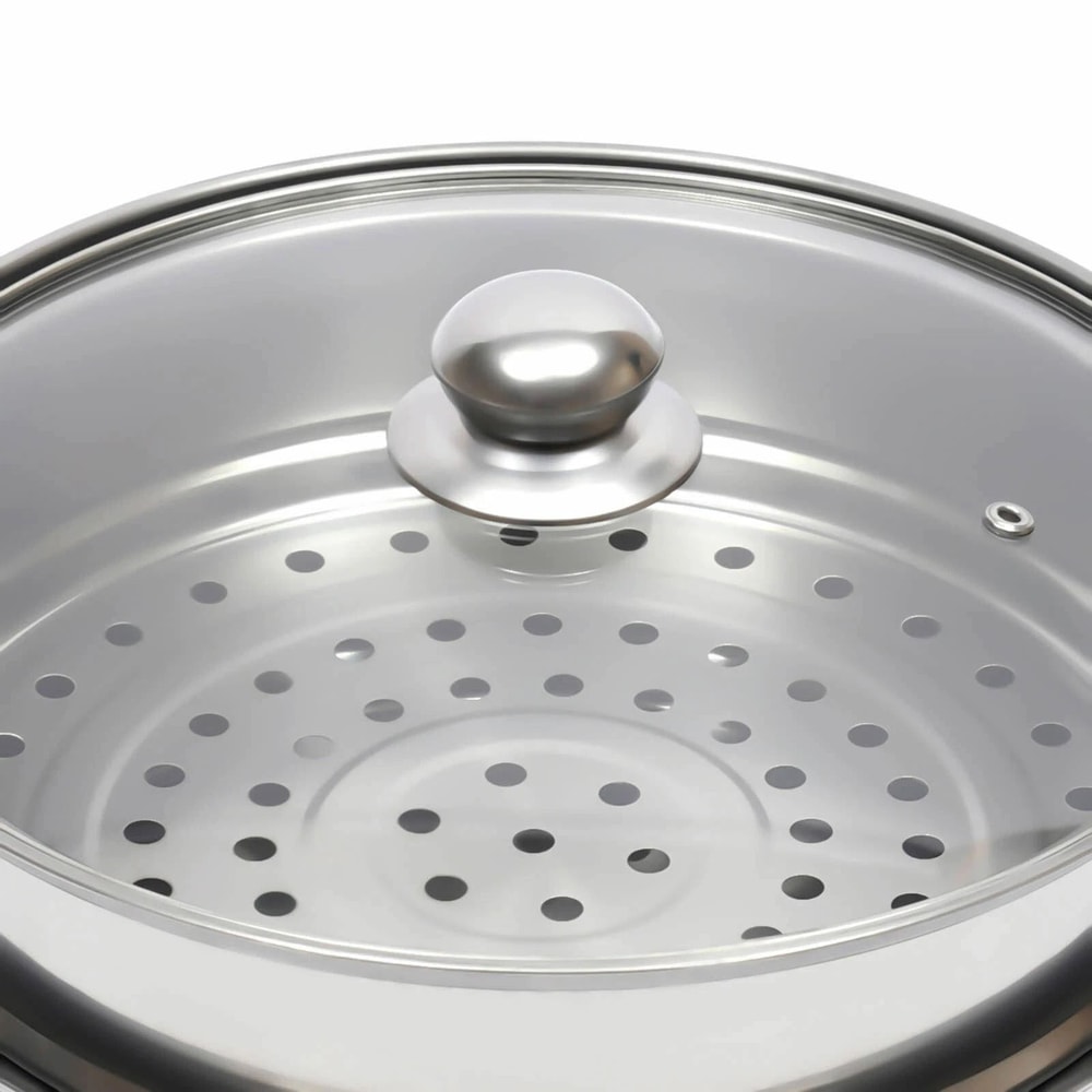 Premium Stainless Steel Steamer Pot For Healthy Cooking With Glass Lid Multi Level Steam Cooker 9