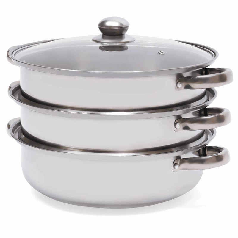 Premium Stainless Steel Steamer Pot For Healthy Cooking With Glass Lid Multi Level Steam Cooker 10