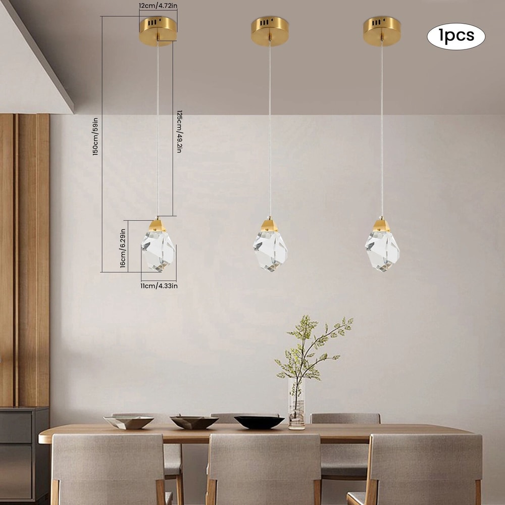 Modern Crystal Pendant Light For Kitchen Island LED Hanging Ceiling Fixture 17
