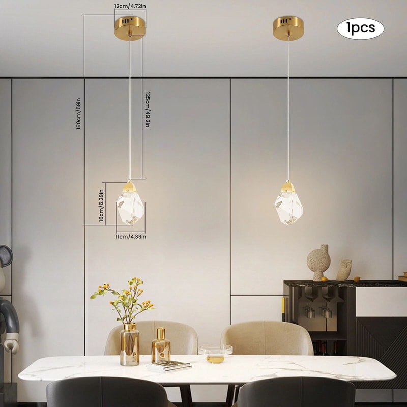 Modern Crystal Pendant Light For Kitchen Island LED Hanging Ceiling Fixture 6