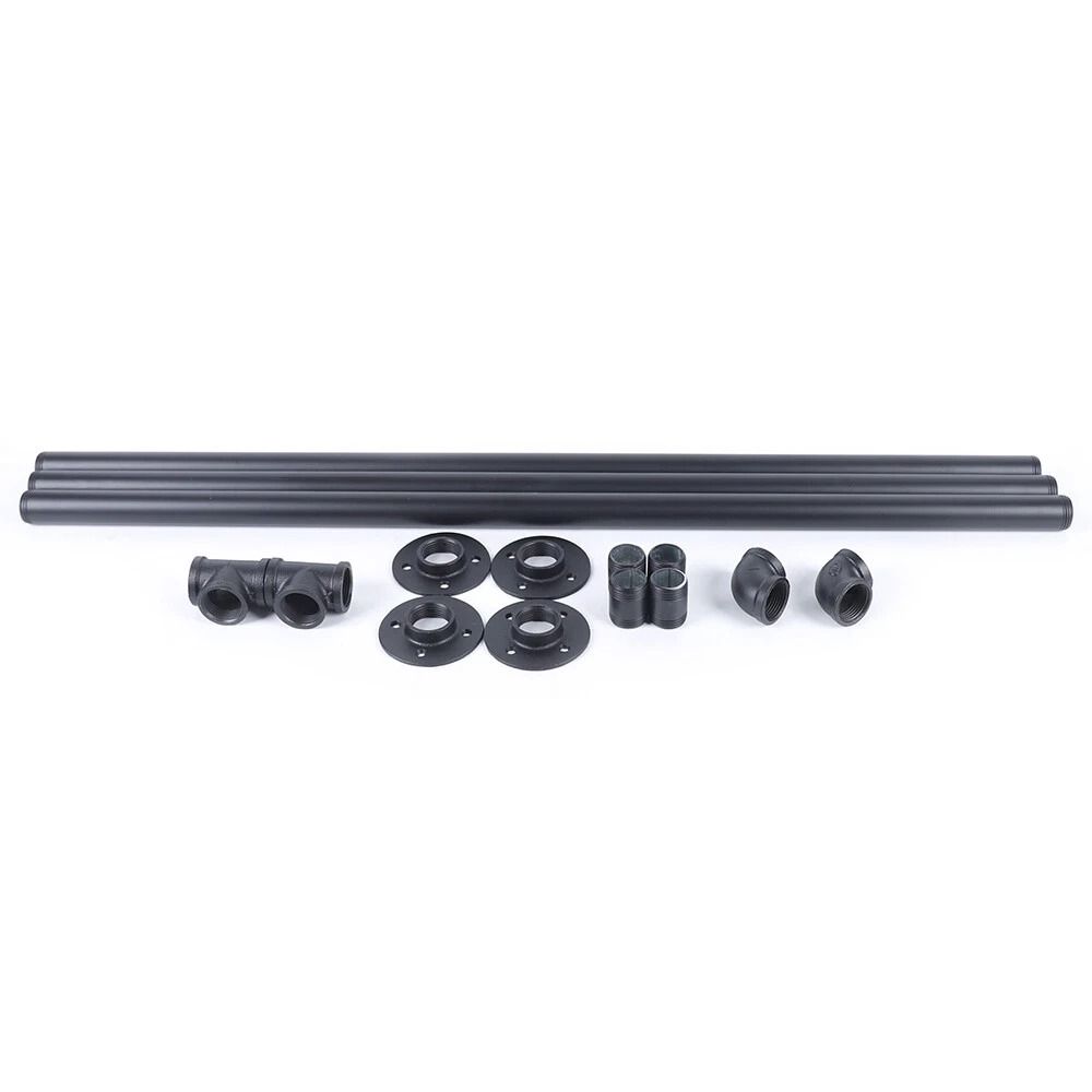 Premium Black Iron Handrail Stair Railing Kit For Steps Outdoor Indoor Safety Rail 5
