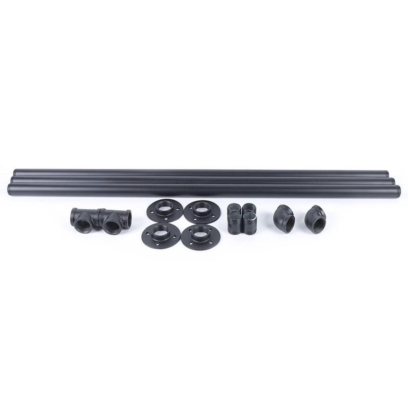 Premium Black Iron Handrail Stair Railing Kit For Steps Outdoor Indoor Safety Rail 5