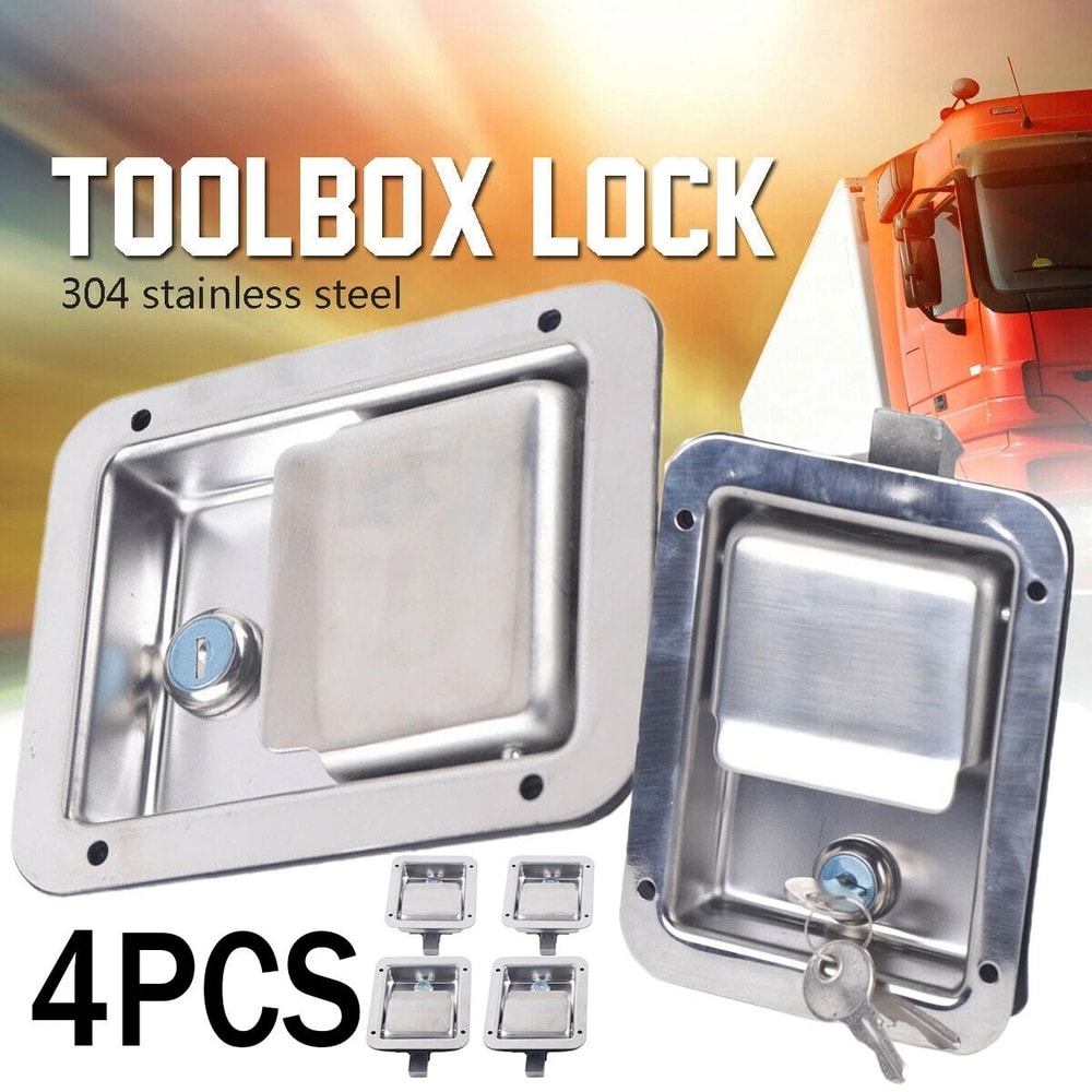 Heavy Duty Truck Tool Box Latch Set Stainless Paddle Locks With Keys Toolbox Lock Kit 9