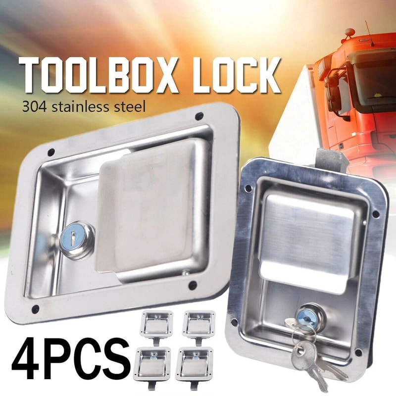 Heavy Duty Truck Tool Box Latch Set Stainless Paddle Locks With Keys Toolbox Lock Kit 9