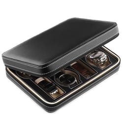 premium slot watch storage case portable travel watch organizer with zipper pu leather