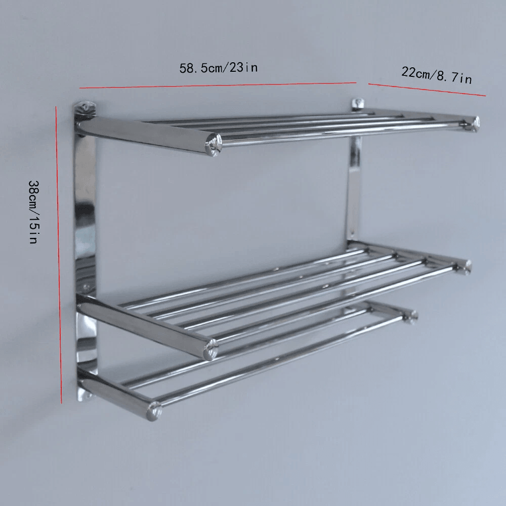 Premium Wall Mounted Stainless Steel Towel Rack Tier Bathroom Shelf Organizer 10