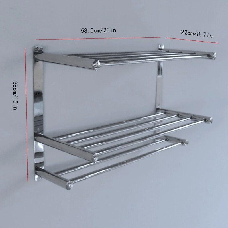 Premium Wall Mounted Stainless Steel Towel Rack Tier Bathroom Shelf Organizer 10