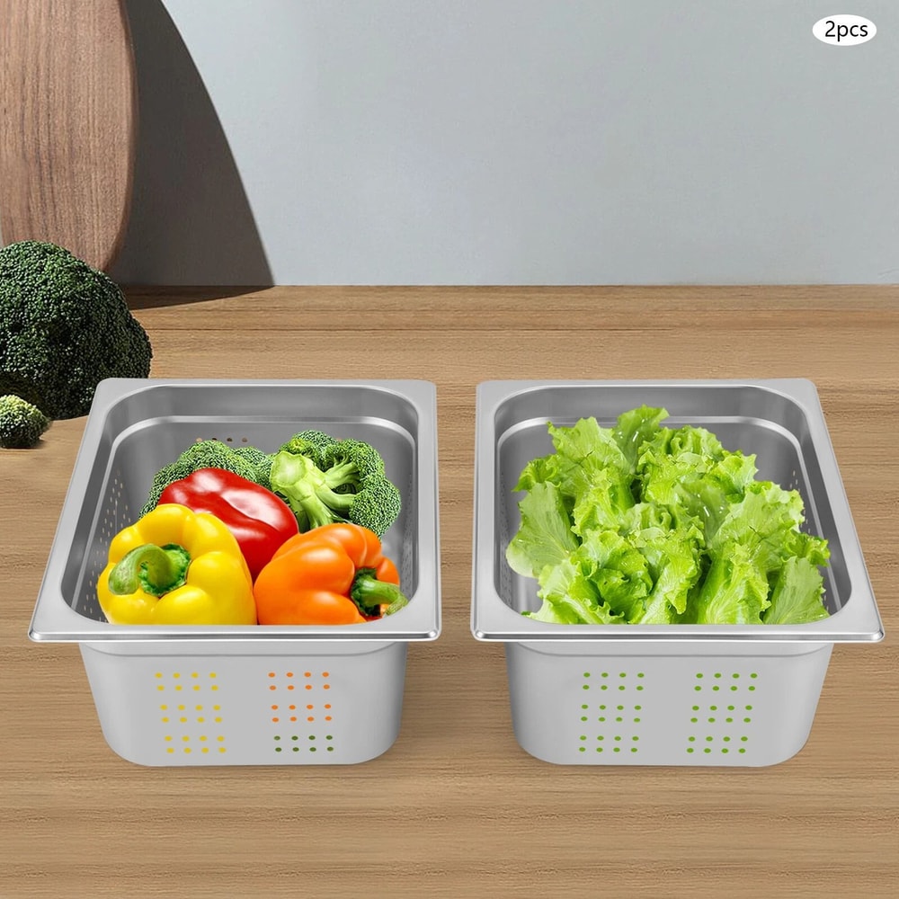Premium Commercial Half Size Stainless Steel Steam Table Pan Deep Perforated Hotel Pan For Catering 16