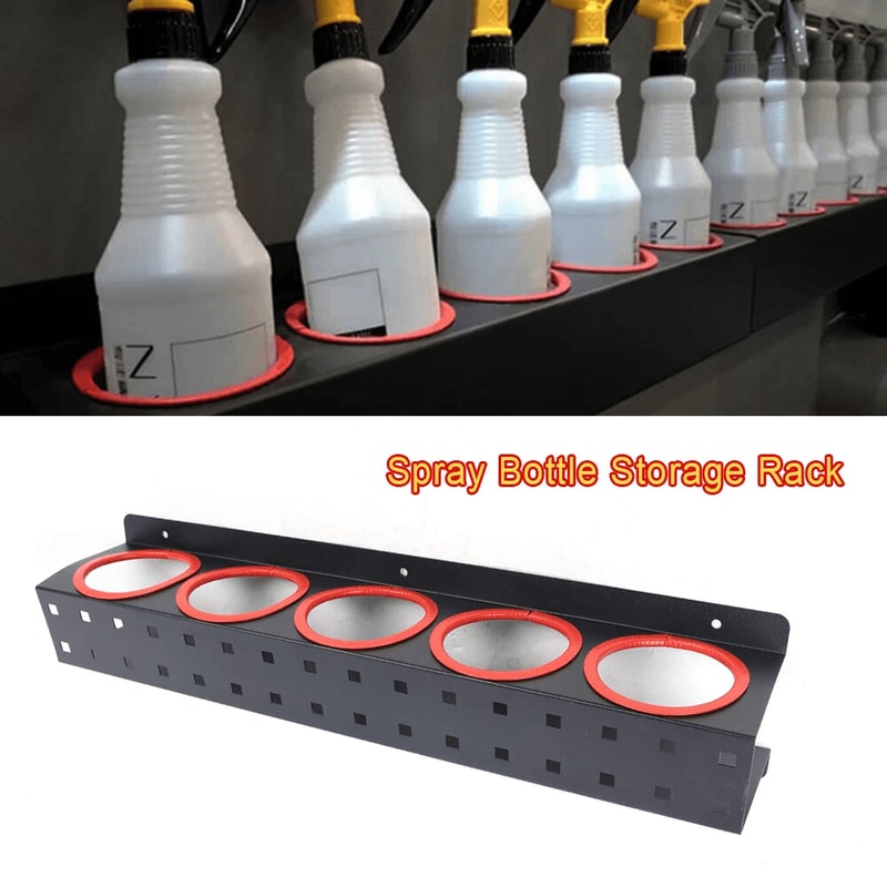 Premium Heavy Duty Wall Mount Spray Bottle Storage Rack Car Detailing Organizer Tool Holder 4