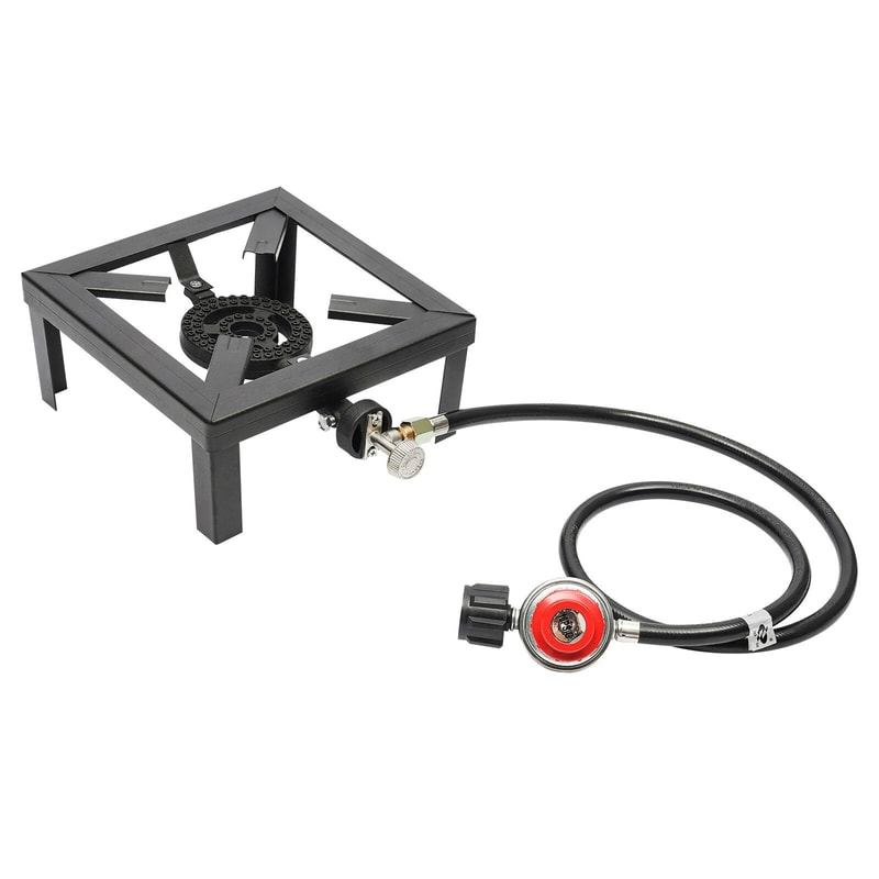 Premium Outdoor Propane Cooker Camping Gas Burner Stove With Cast Iron Burner Hose 2