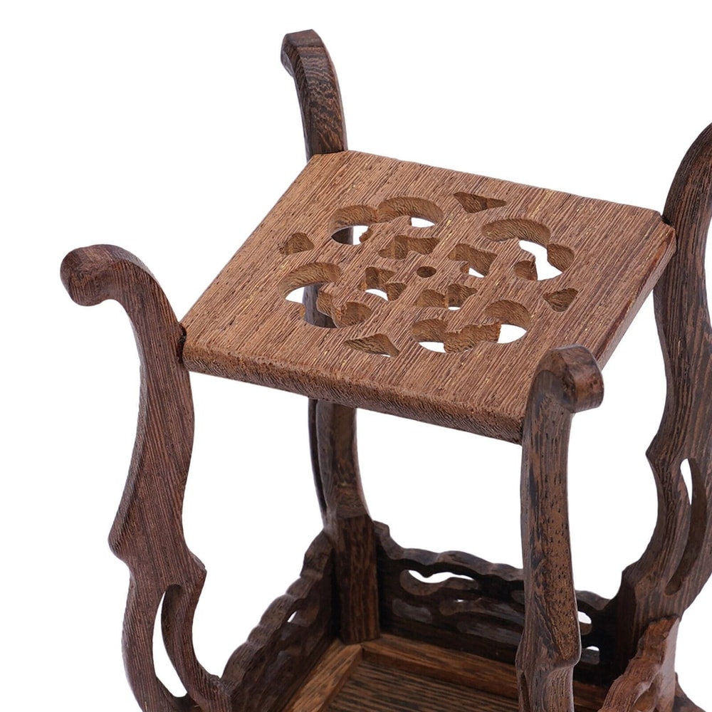 Premium Square Bonsai Display Stand Hand Carved Tree Root Wood 4