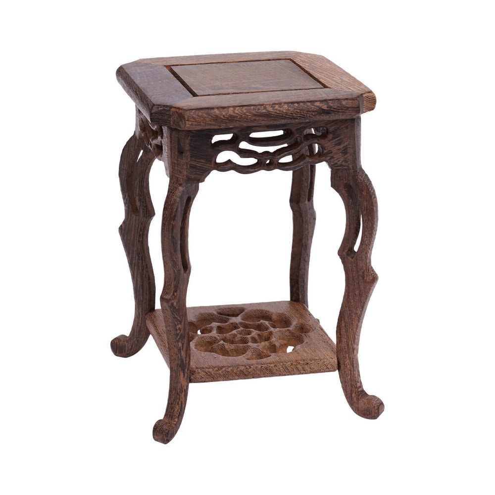 Premium Square Bonsai Display Stand Hand Carved Tree Root Wood 2