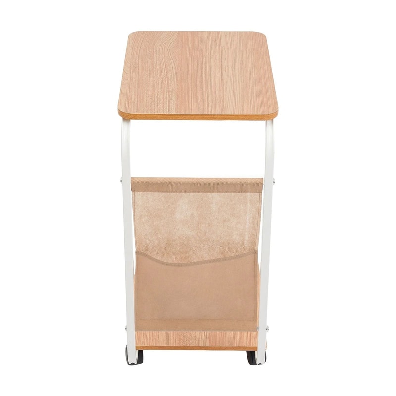 Mobile C Shaped Side Table With Wheels For Sofa Bed And Laptop Use 6