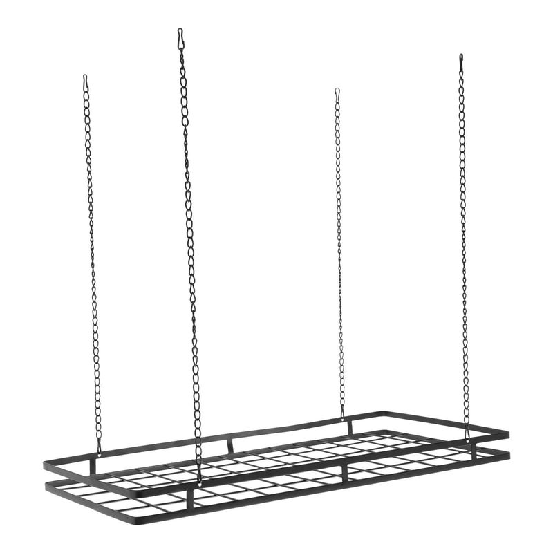 Modern Black Ceiling Pot Rack With Hooks For Pots And Pans 15
