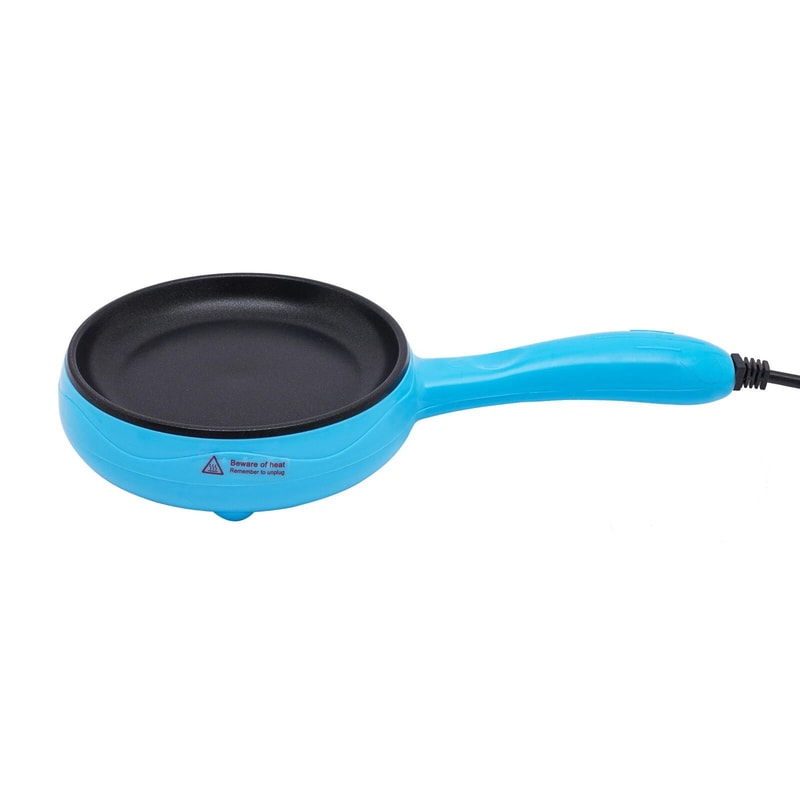 Premium Compact Electric Frying Pan Non Stick Skillet With Wooden Spatula Easy Countertop Cooker 6