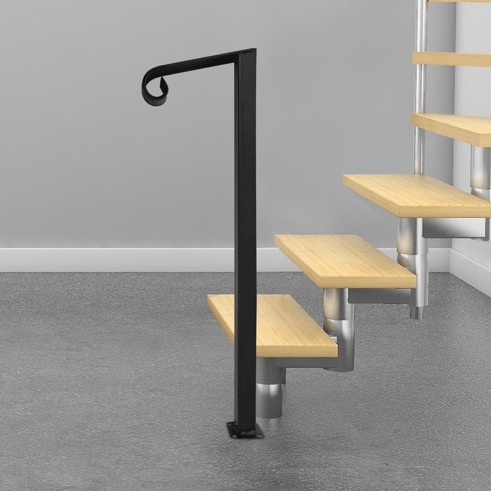 Adjustable Black Steel Railing Handrail For Steps Heavy Duty Metal Stair Handrail 1