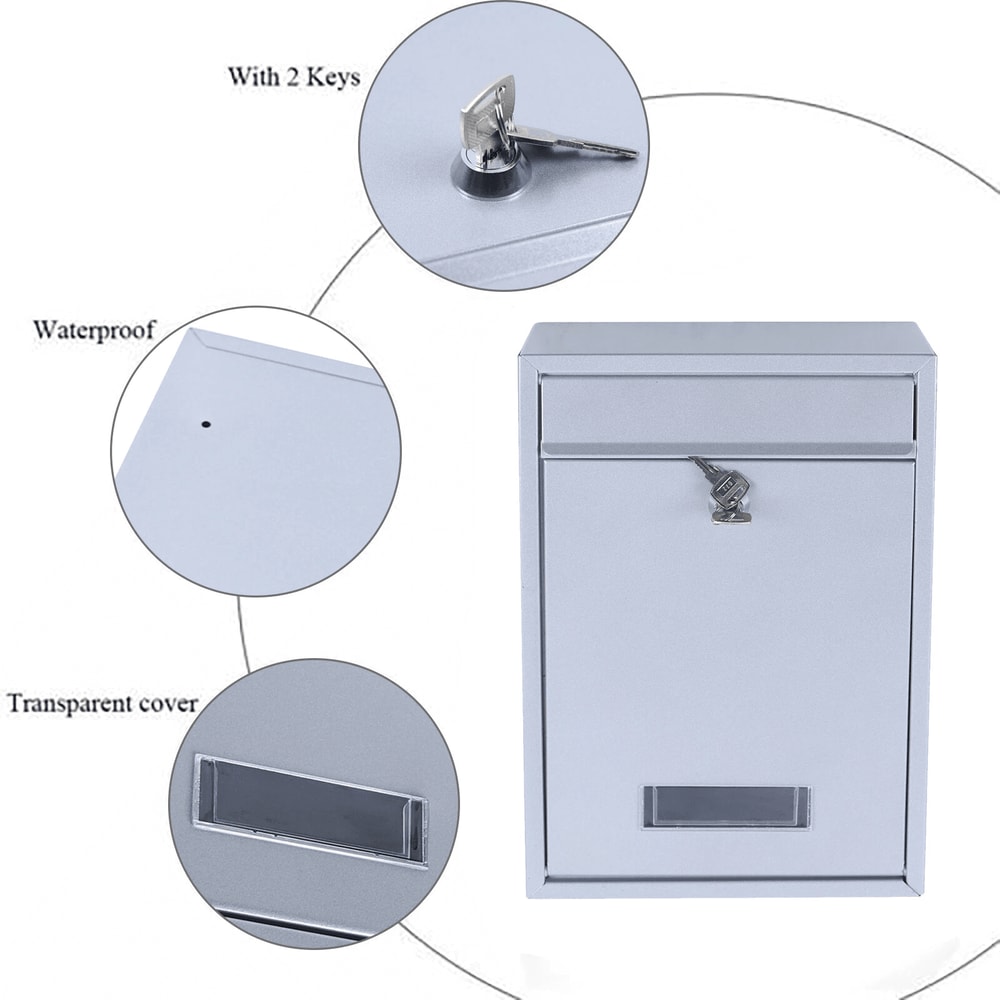 Premium Outdoor Stainless Steel Wall Mount Lockable Mailbox Secure Post Box 3