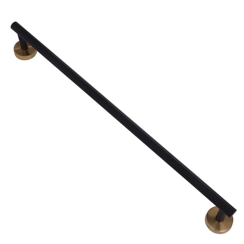 Matte Black And Gold Stainless Steel Bathroom Hardware Set Wall Mounted 12