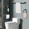 Matte Black And Gold Stainless Steel Bathroom Hardware Set Wall Mounted 5