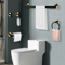 Matte Black And Gold Stainless Steel Bathroom Hardware Set Wall Mounted 5