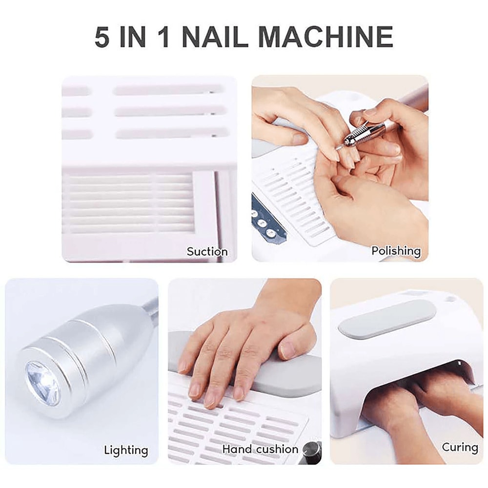 Electric Nail Drill Manicure Pedicure Machine Set With Dust Collector LED Lamp For Salon Quality Na 2