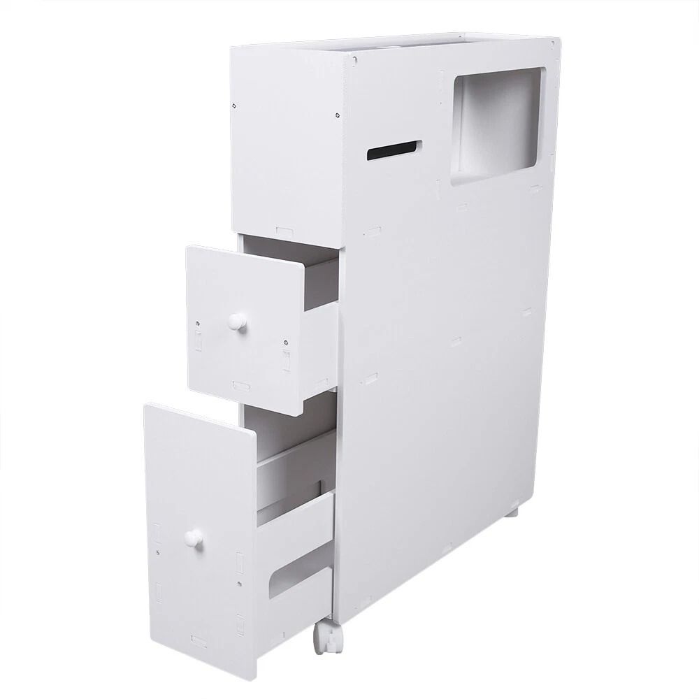 Slim Bathroom Storage Cabinet Floor Standing Narrow Toilet Organizer Shelf 10
