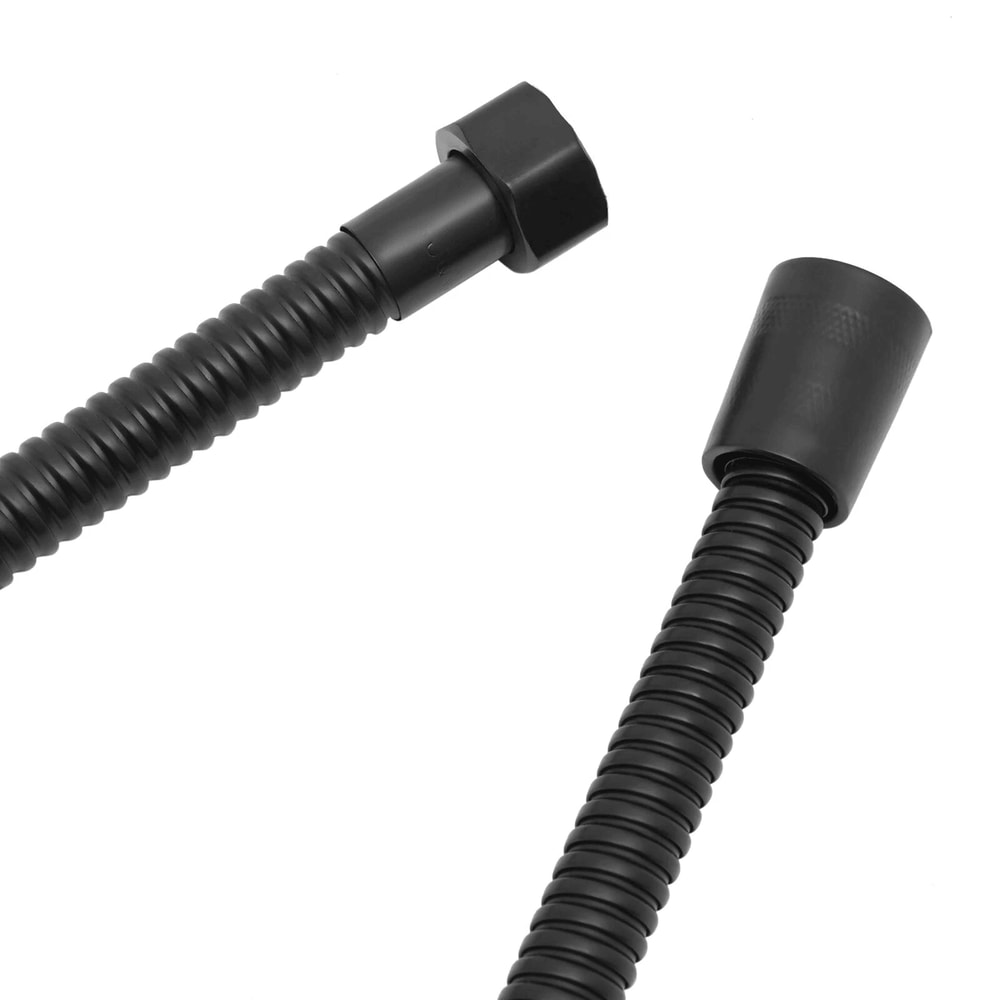 Matte Black Square Handheld Shower Head With Hose And Wall Connector 7