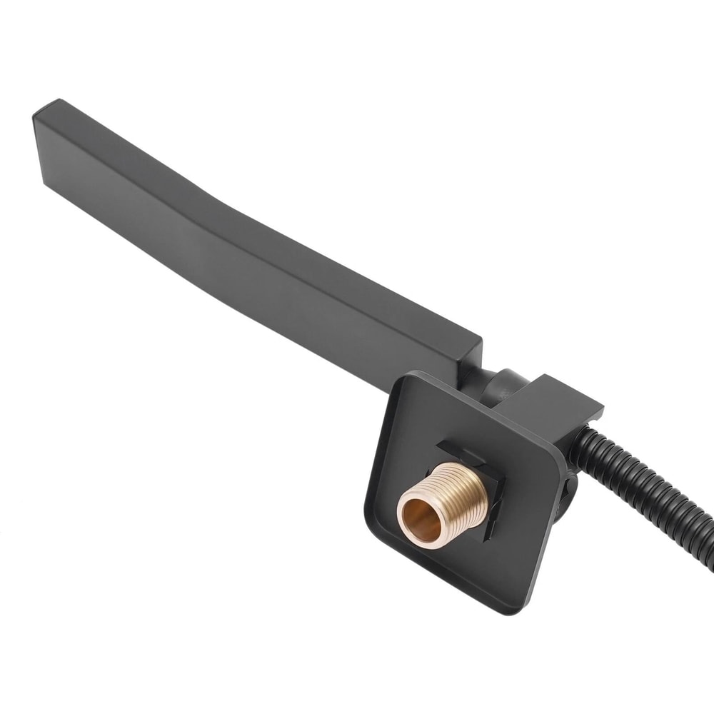 Matte Black Square Handheld Shower Head With Hose And Wall Connector 10
