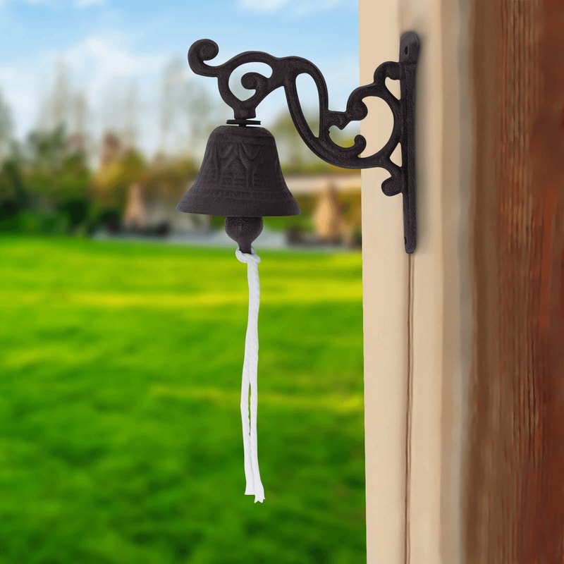 Cast Iron Farmhouse Wall Mounted Door Bell Vintage Decorative Outdoor Bell 2