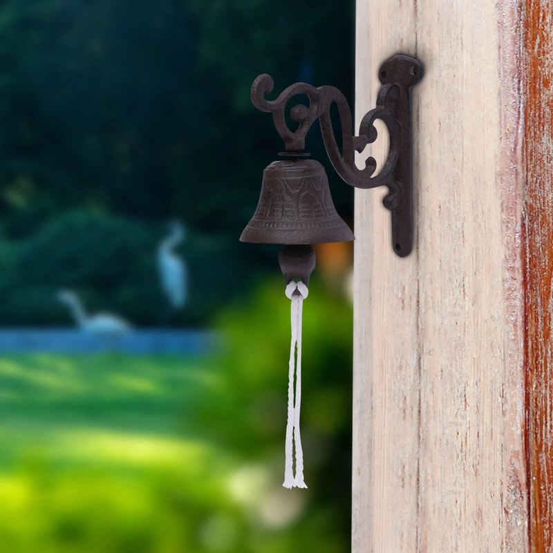 Cast Iron Farmhouse Wall Mounted Door Bell Vintage Decorative Outdoor Bell 0