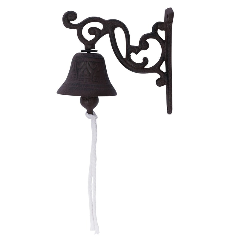 Cast Iron Farmhouse Wall Mounted Door Bell Vintage Decorative Outdoor Bell 16