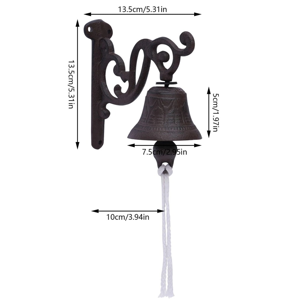 Cast Iron Farmhouse Wall Mounted Door Bell Vintage Decorative Outdoor Bell 19