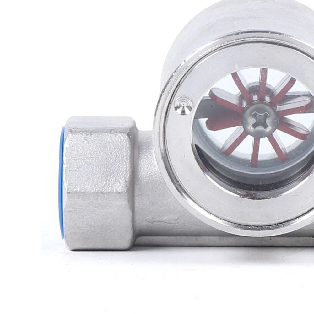 Stainless Steel Sight Flow Indicator With Plastic Impeller Water Flow Window 6
