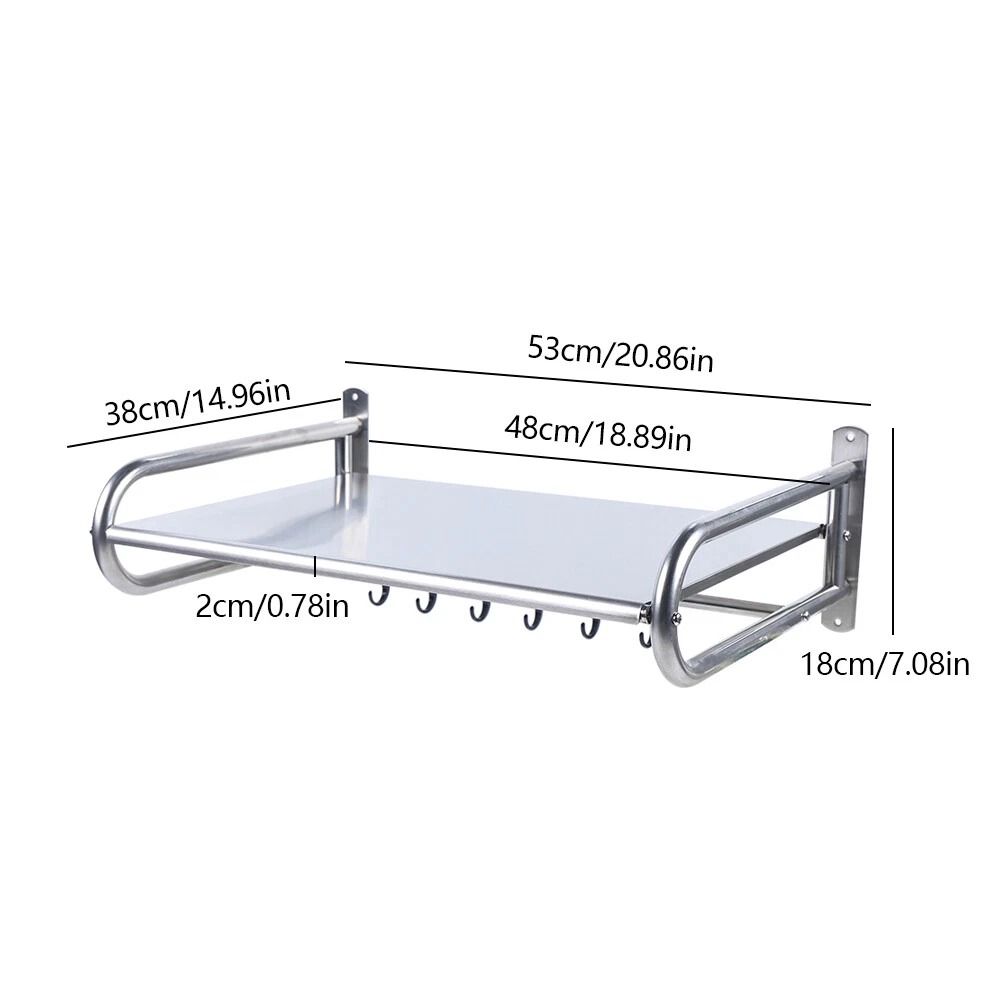 Stainless Steel Microwave Oven Rack Wall Mount Kitchen Storage Shelf Organizer 8