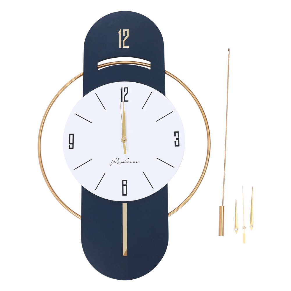 Large Silent Metal Wall Clock Battery Operated Modern Living Room Decor 1