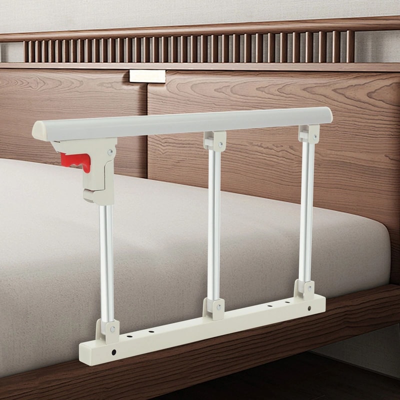 Foldable Bed Safety Rail With Support Handle For Seniors And Bedside Stability 1